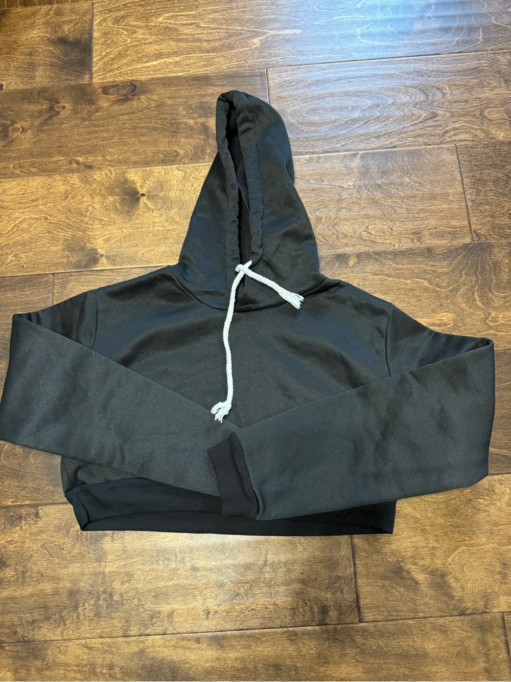 Men's Black Cropped Hoodie Sweatshirt